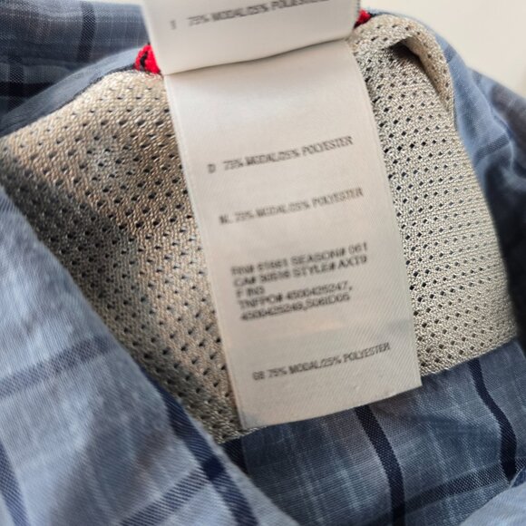 The North Face Shirt Mens Medium Blue Button Up Plaid Modal Outdoor Travel Gorp - Picture 8 of 9